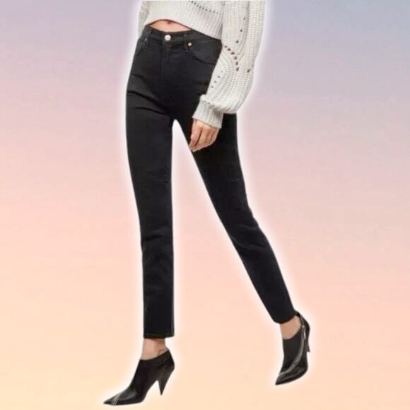 WILFRED X CITIZENS OF HUMANITY Nola Super High Rise Slim Jean Sz 25 Washed Black - Picture 1 of 7